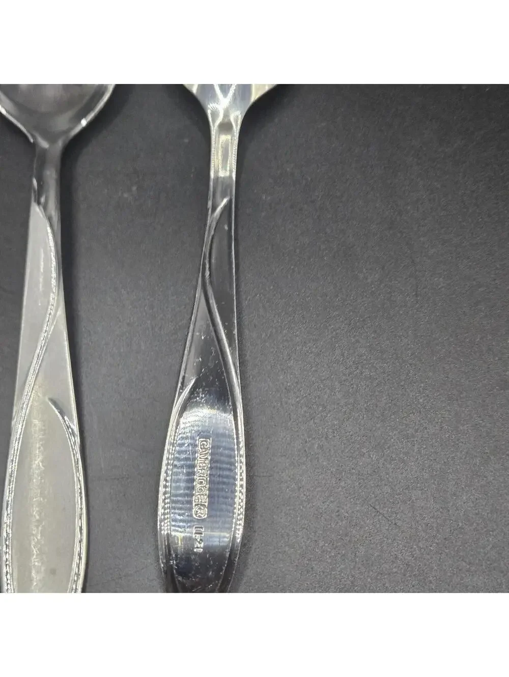 4 Cambridge Small Spoons 3 Large Spoons Swirl Sand Stainless Flatware Spoons